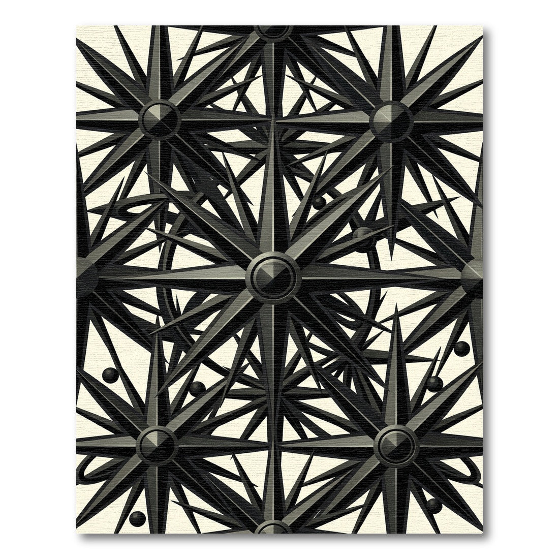 Monochrome Starburst Compass Arrangement Rug