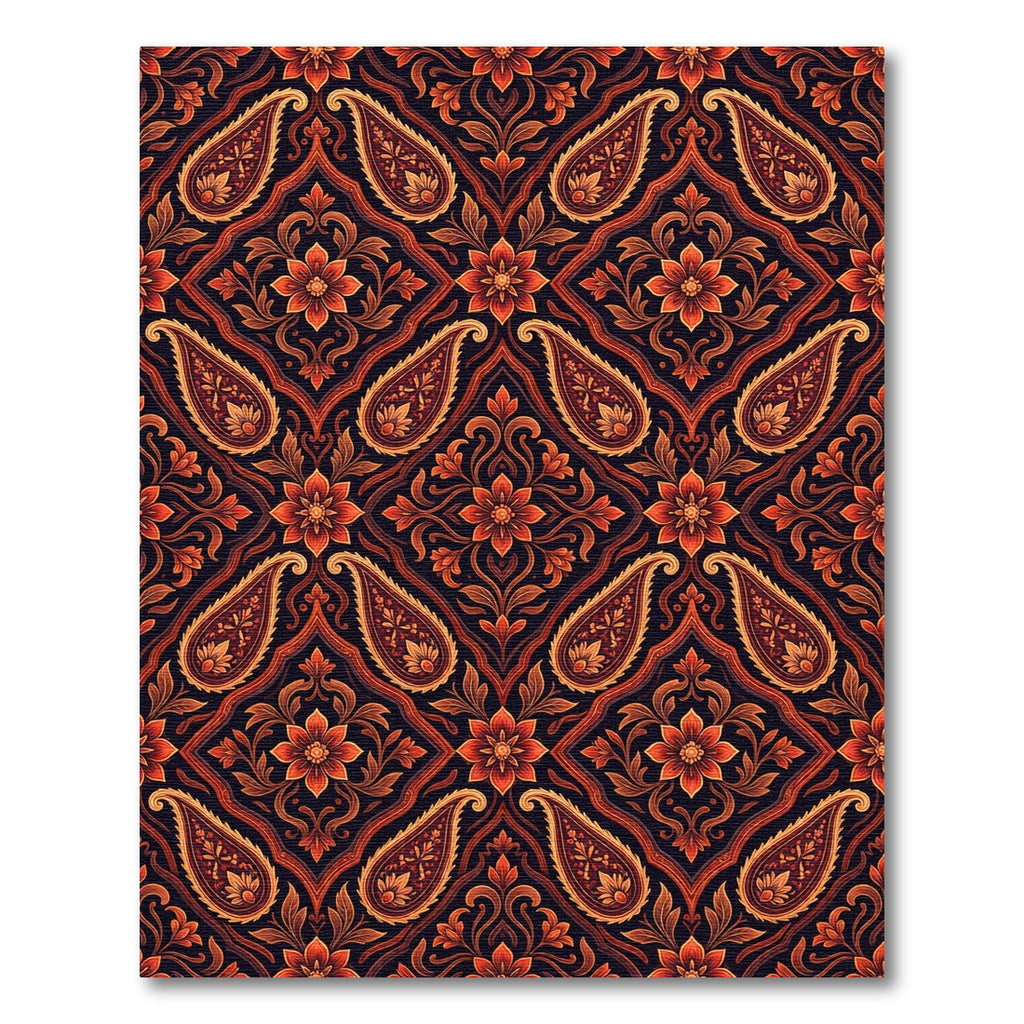 Ornate Copper Paisley Floral Medallion Rug