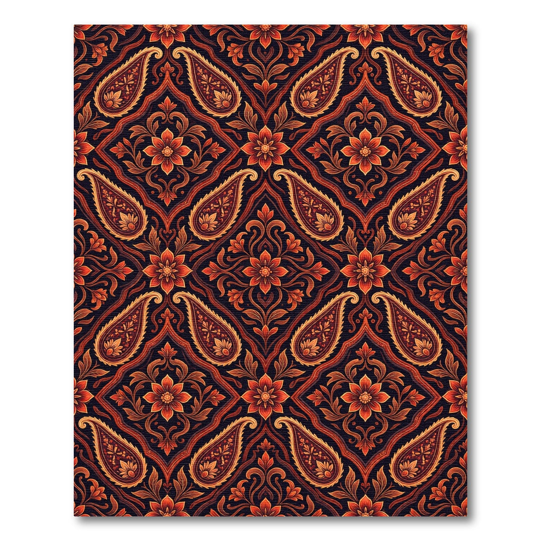 Ornate Copper Paisley Floral Medallion Rug
