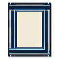 Navy Blue Gold Geometric Stripe Rug