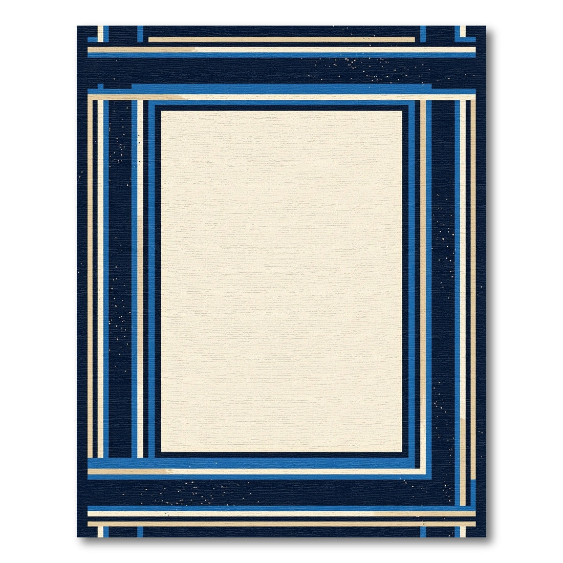 Navy Blue Gold Geometric Stripe Rug