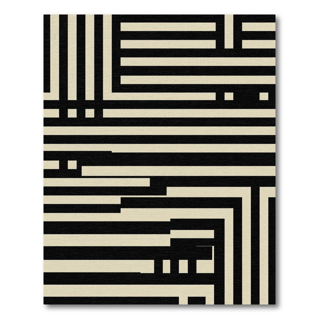 Modern Monochrome Linear Geometric Abstract Rug