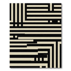 Modern Monochrome Linear Geometric Abstract Rug