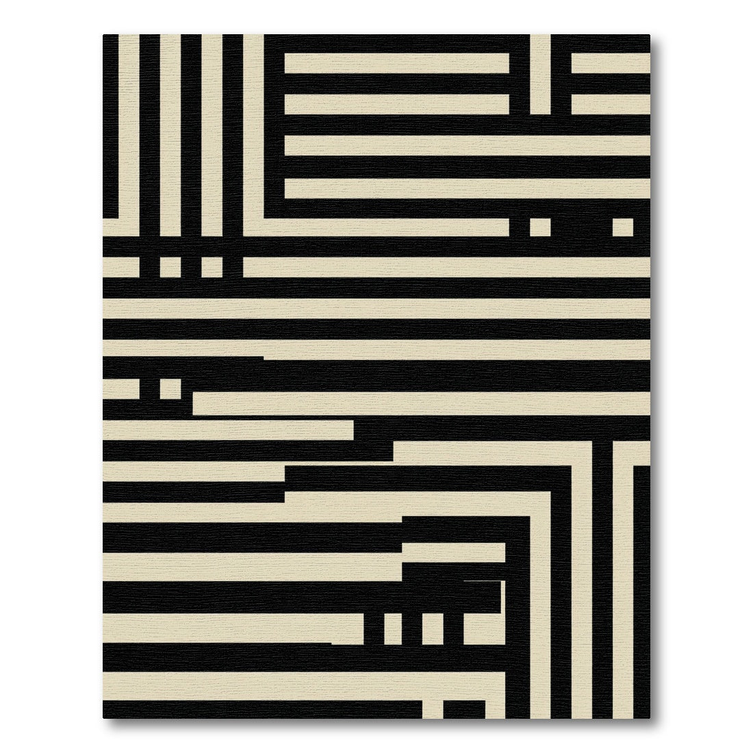 Modern Monochrome Linear Geometric Abstract Rug