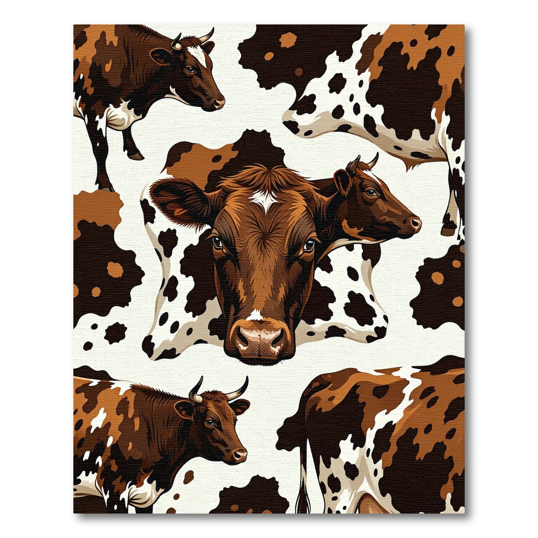 Brown and White Highland Cow Collage Rug