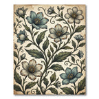 Archaic Teal Floral Vine Meadow Rug