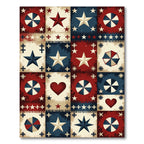 Patriotic Americana Star and Heart Quilt Rug