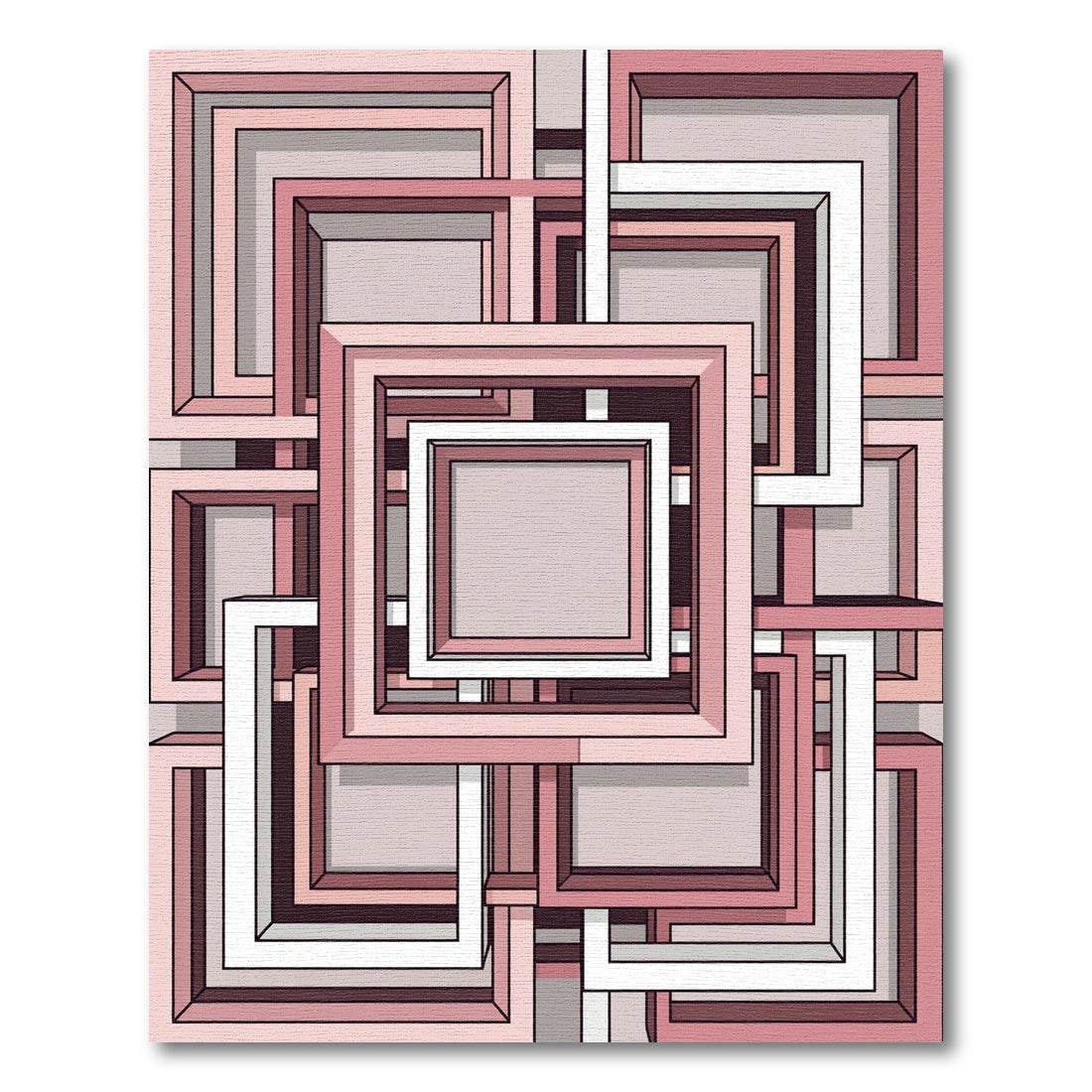 Pale Rose Geometric Interlocking Frames Rug