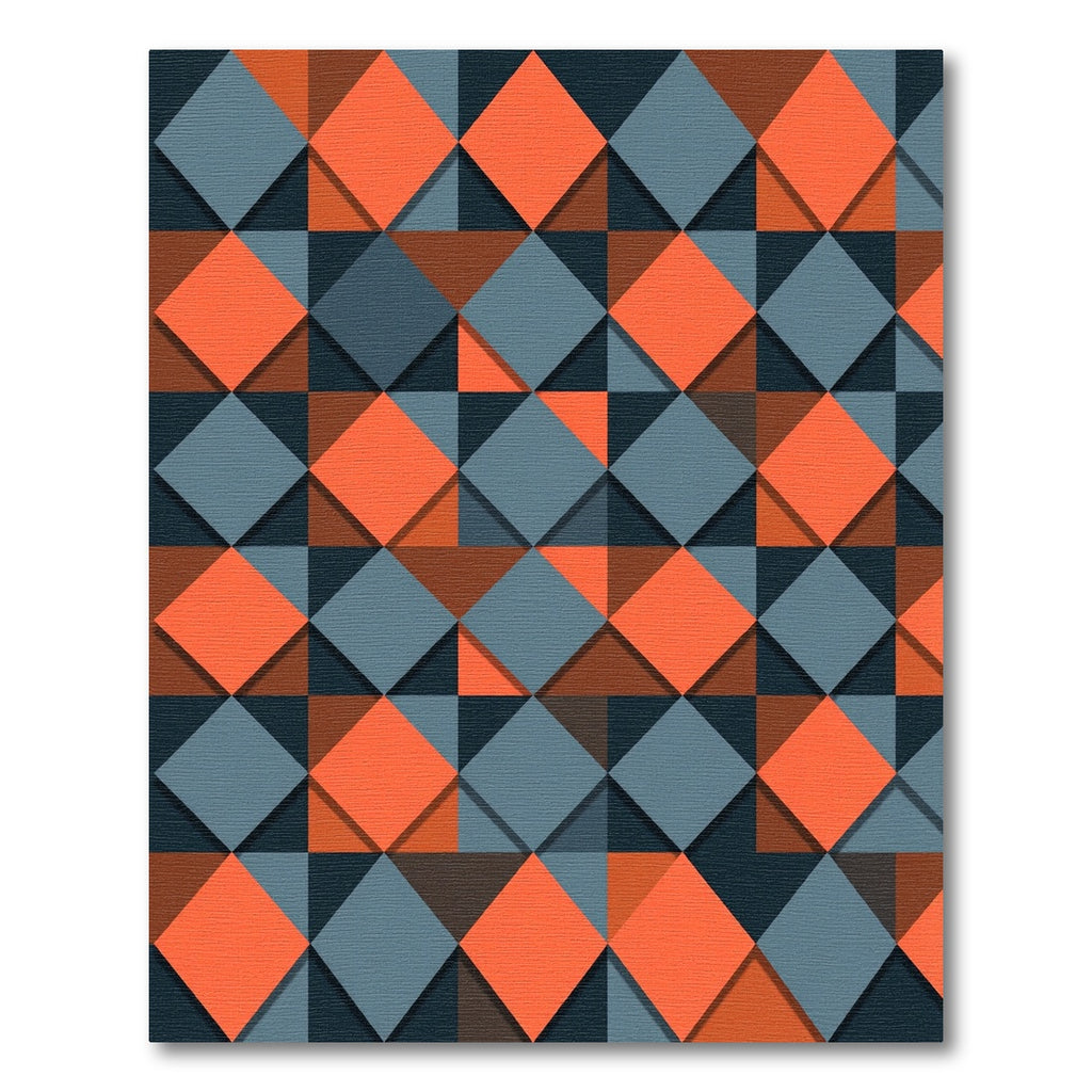 Orange Slate Gray Geometric Diamonds Rug