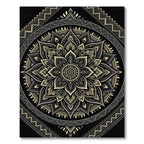 Intricate Gold and Gray Floral Mandala Rug