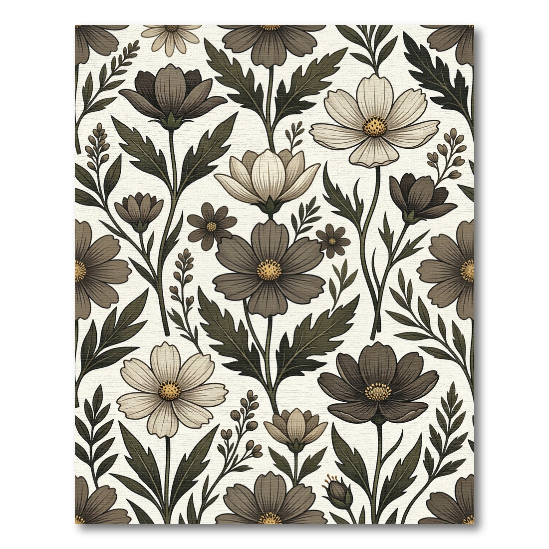 Earthy Tone Floral Vine Arrangement Rug