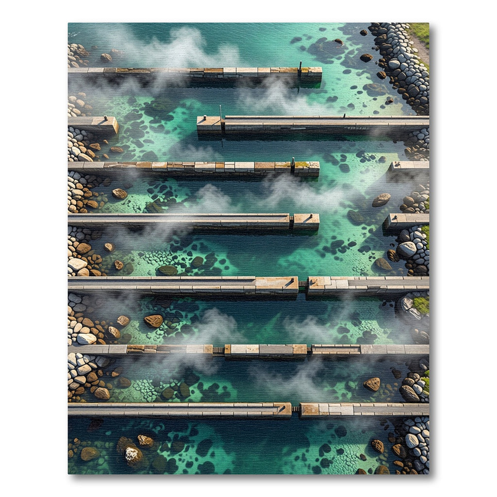 Ethereal Teal Stone Pier Abstract Ripple Rug