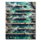 Ethereal Teal Stone Pier Abstract Ripple Rug
