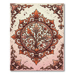 Ornate Copper Floral Filigree Medallion Rug