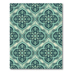 Ornate Teal Damask Lattice Rug