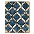 Indigo Geometric Diamond Lattice Art Rug
