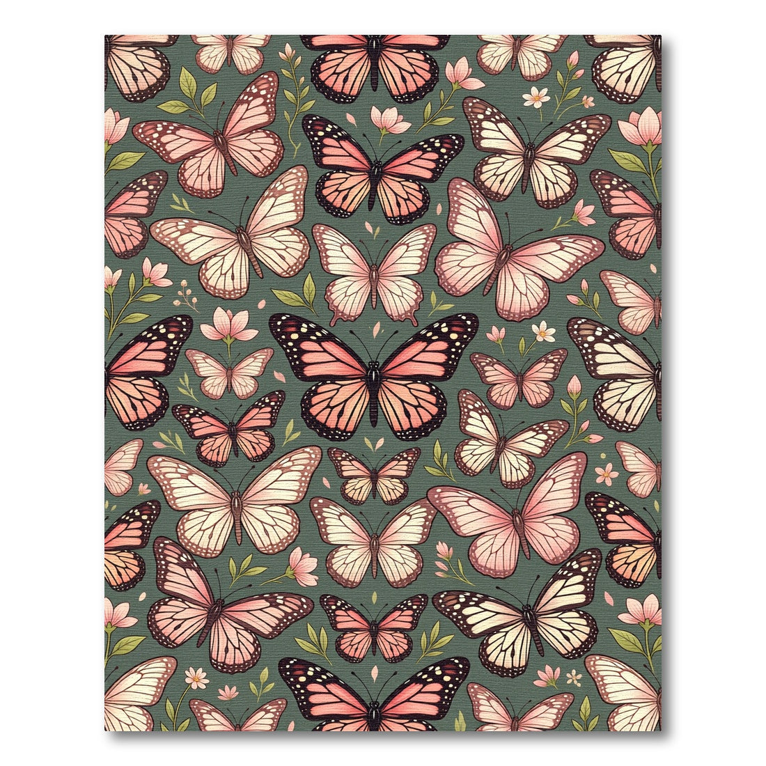 Whimsical Blush Butterfly Woodland Garden Rug