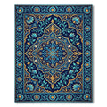 Deep Navy Blue Floral Medallion Rug