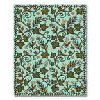 Mint Green Ivy Vine Botanical Tile Rug