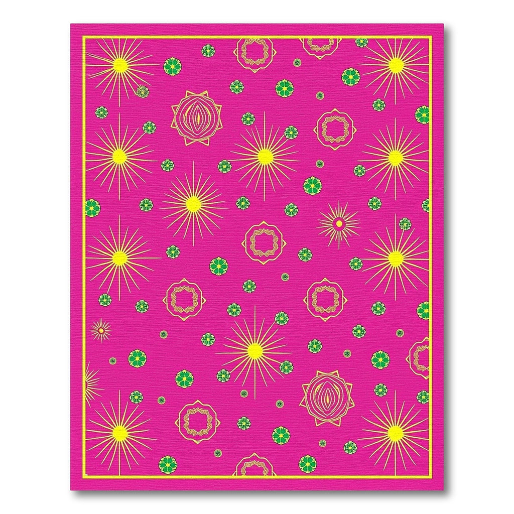 Vibrant Pink Sunburst Medallion Rug