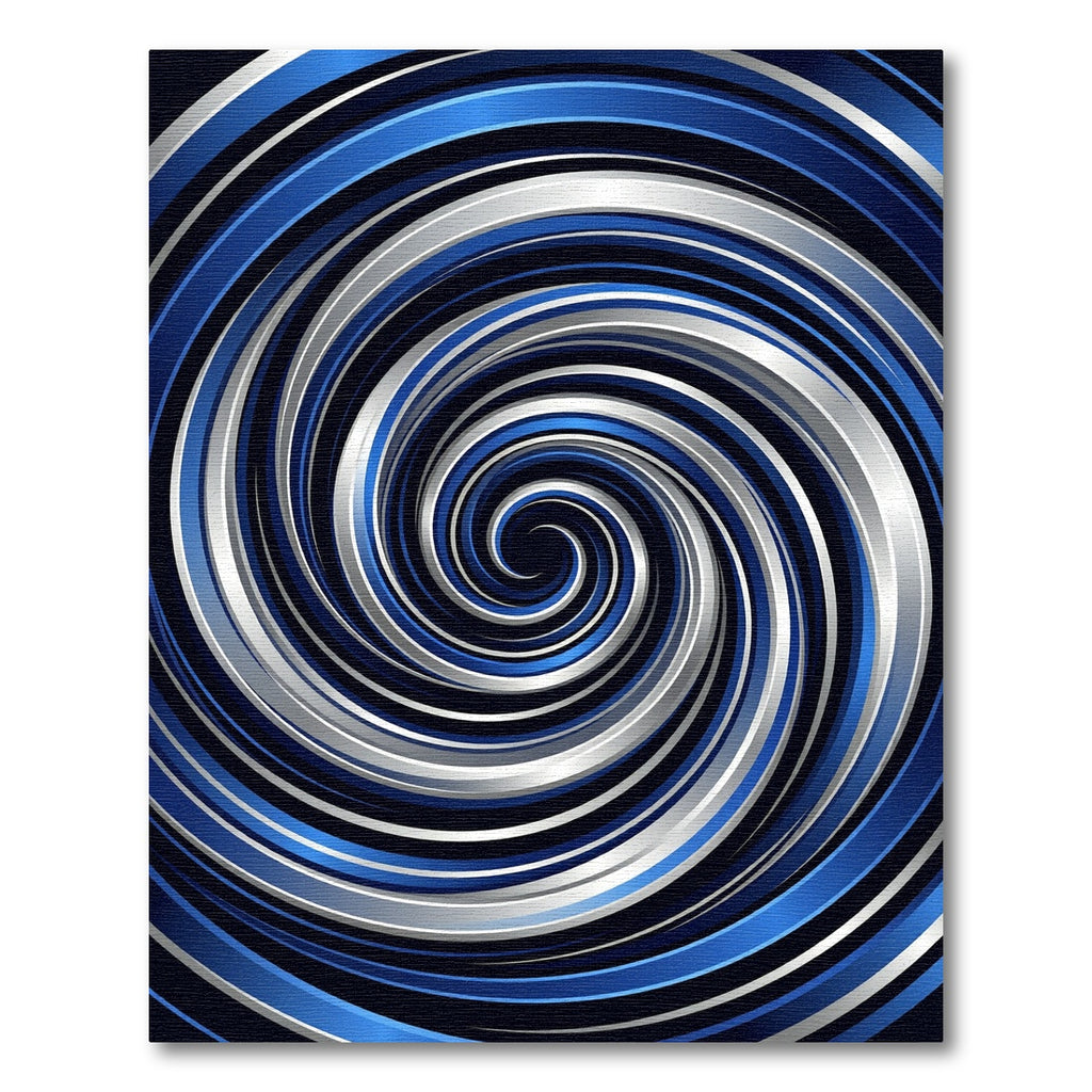 Sleek Galactic Blue And Silver Swirl Rug