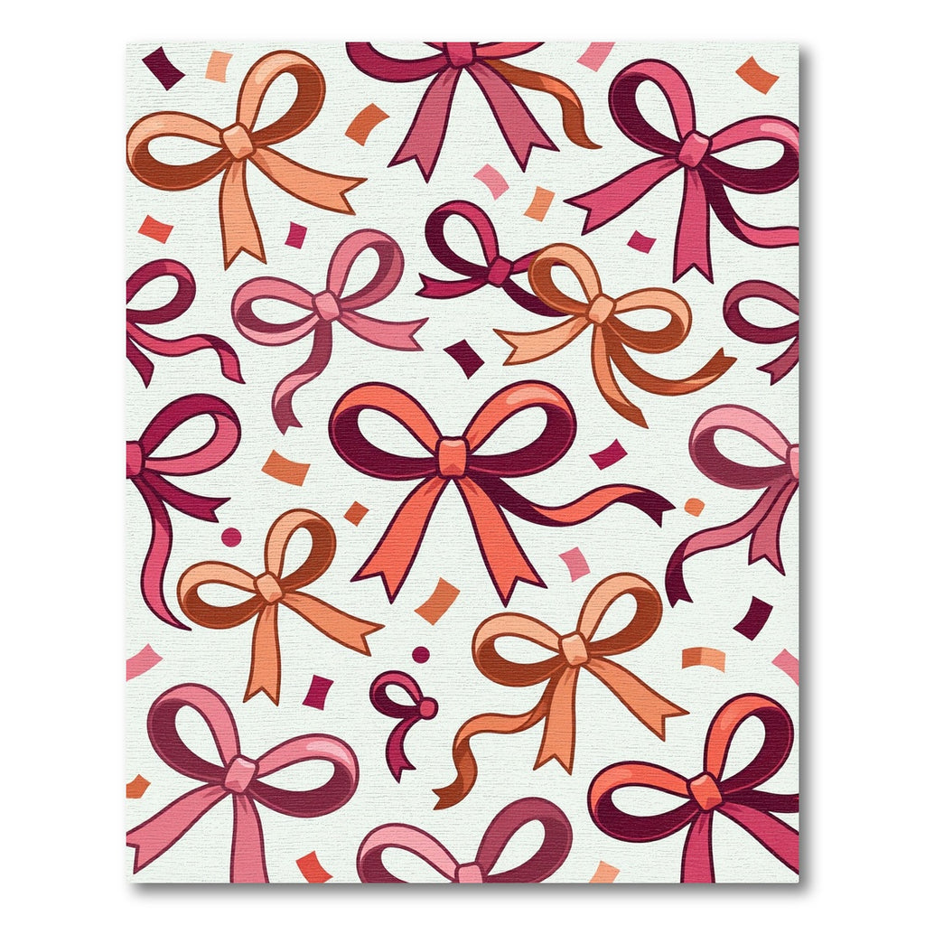 Whimsical Pink Ribbon Confetti Celebration Rug