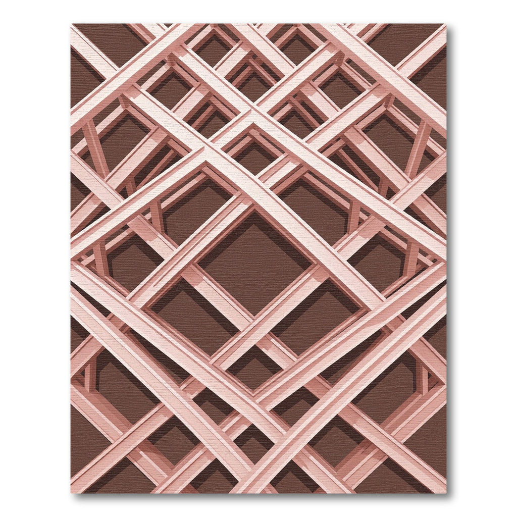 Blush Pink Intersecting Geometric Grid Rug
