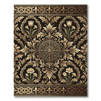 Ornate Gold Floral Scrollwork Tapestry Rug