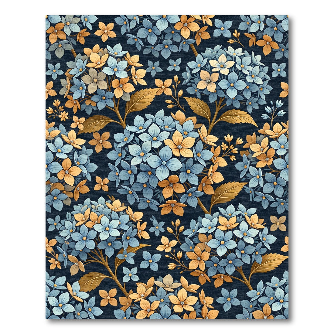 Vibrant Blue Yellow Hydrangea Botanical Rug