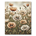 Lush Cream Poppy Field Floral Rug