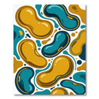Abstract Teal and Golden Organic Shapes Rug