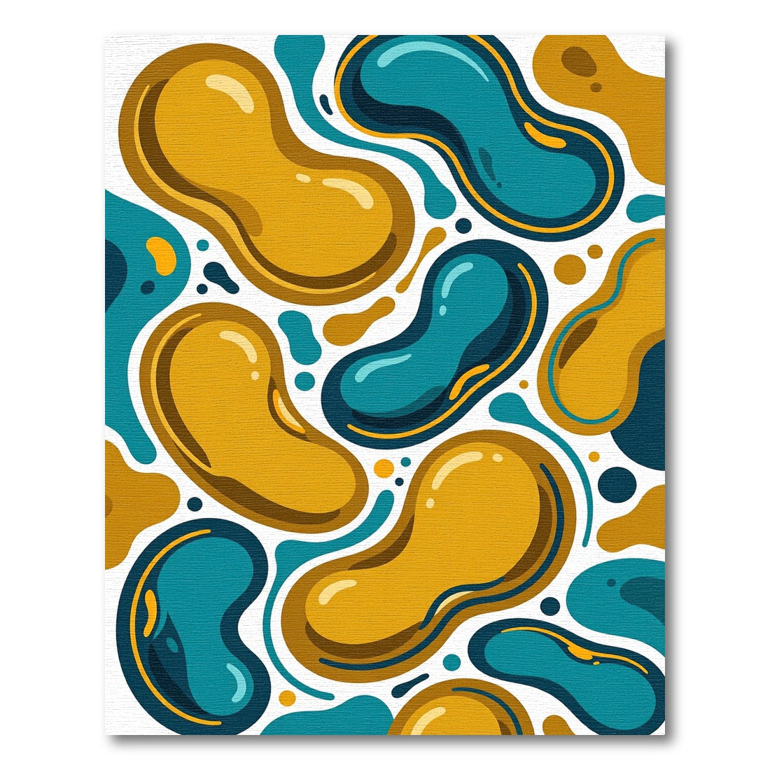 Abstract Teal and Golden Organic Shapes Rug