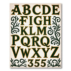 Ornate Emerald Alphabet Scrollwork Rug
