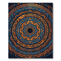 Bold Navy and Orange Geometric Mandala Rug