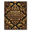 Ornate Gold Scrollwork Damask Filigree Rug