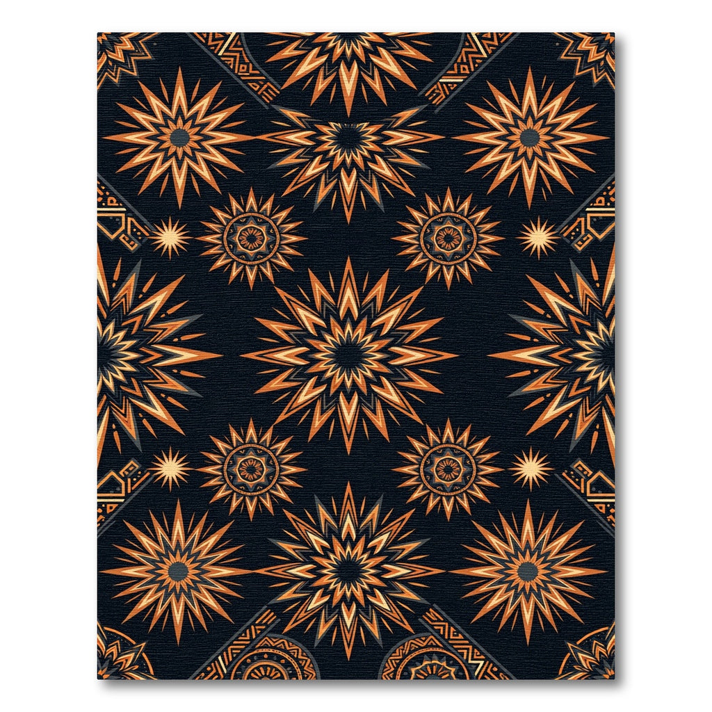Vibrant Orange Starburst Geometric Rug