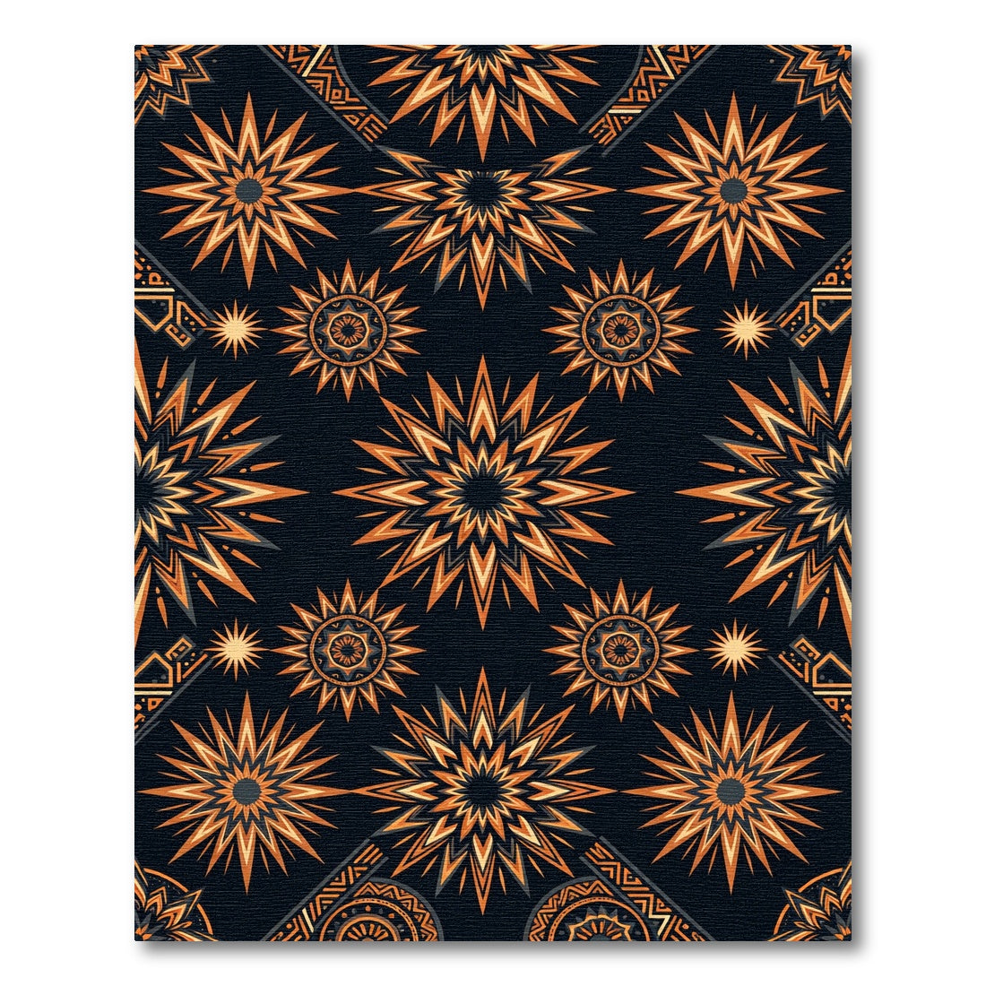 Vibrant Orange Starburst Geometric Rug