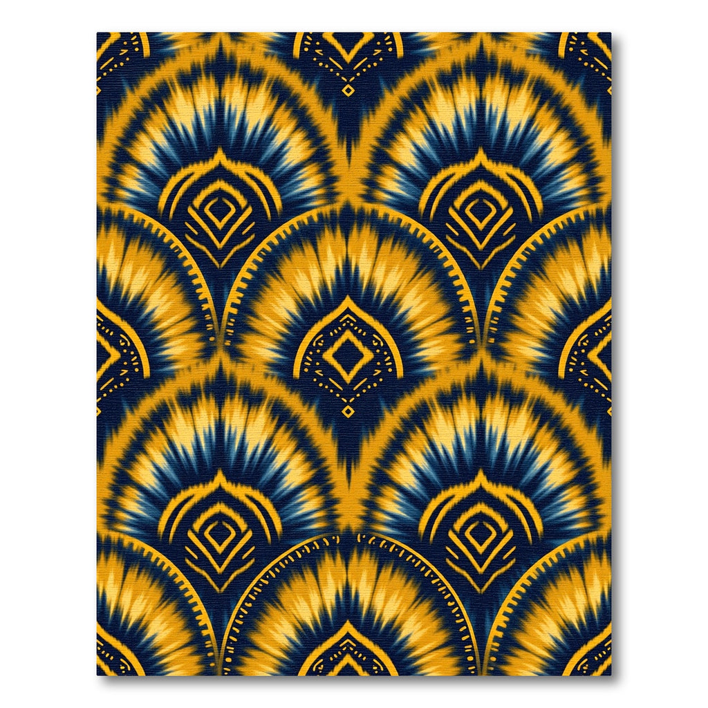 Navy Gold Fan Burst Medallion Rug