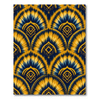 Navy Gold Fan Burst Medallion Rug