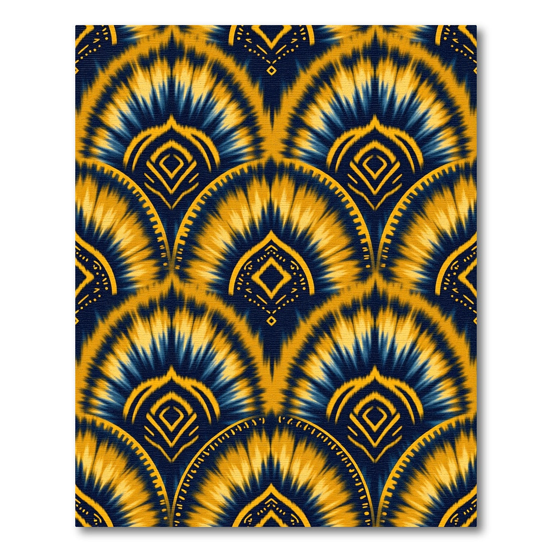 Navy Gold Fan Burst Medallion Rug