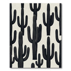 Bold Black Cactus Desert Landscape Rug