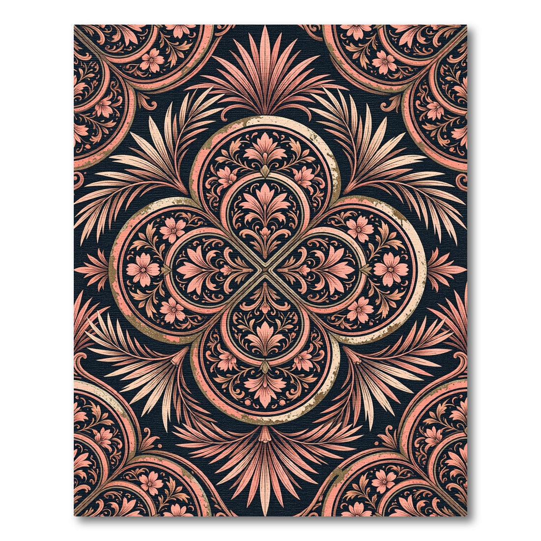 Coral Floral Medallion Dark Grand Rug