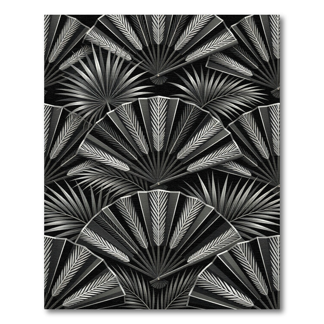 Art Deco Silver Fan Foliage Rug