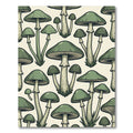 Sage Green Botanical Mushroom Illustration Rug