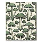 Sage Green Botanical Mushroom Illustration Rug