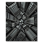 Monochromatic Urban Skyline Perspective Rug