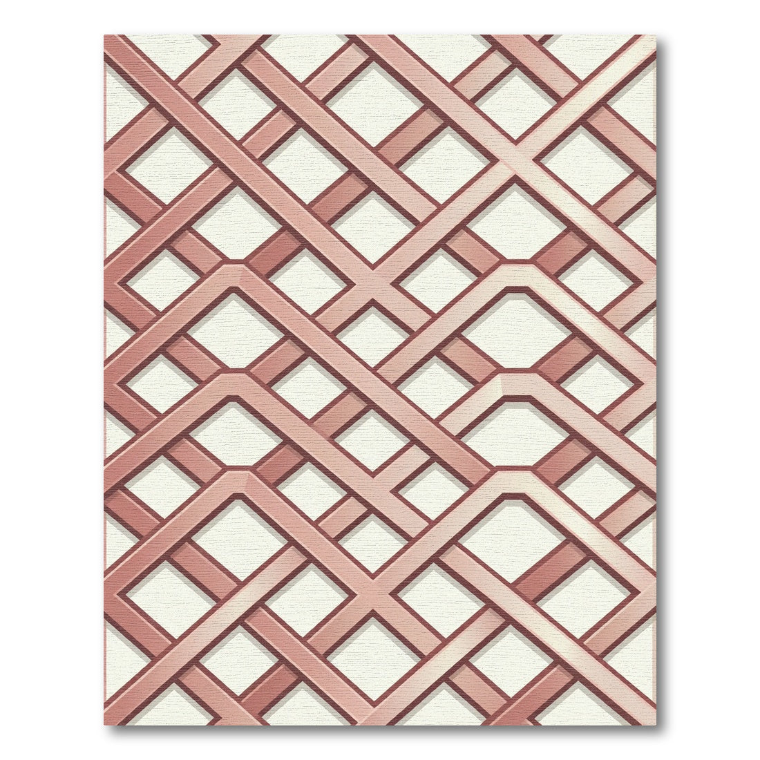 Rose Gold Lattice Geometric Interweaving Rug