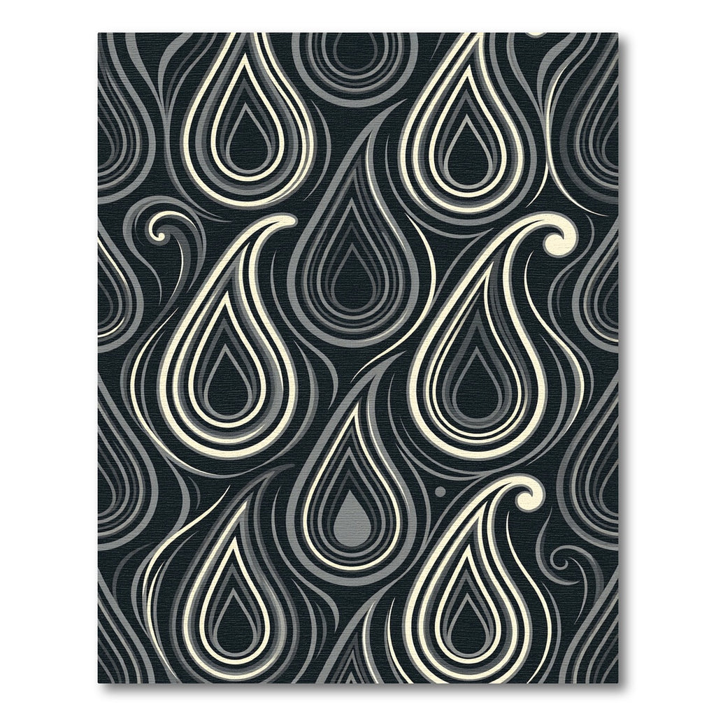 Modern Monochrome Teardrop Swirl Rug