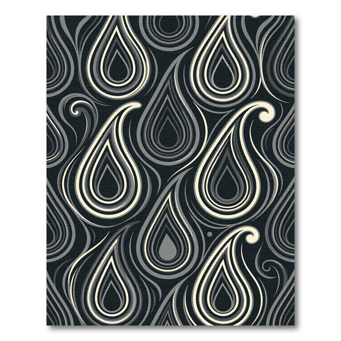 Modern Monochrome Teardrop Swirl Rug