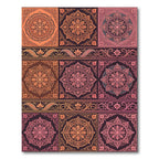 Warm Paisley Floral Medallion Squares Rug